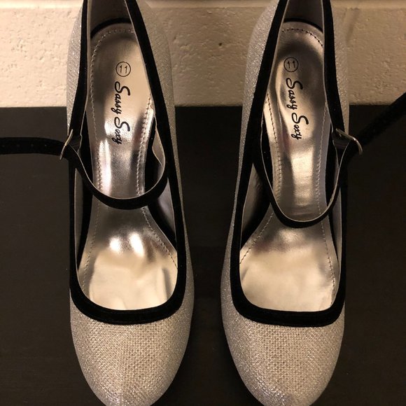 Silver Sassy Sexy Dazzle Heels - Picture 1 of 7